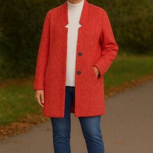 🆕 OLD NAVY Red Relaxed Textured Cardigan Coat Size L Tall 11% Wool Lightweight